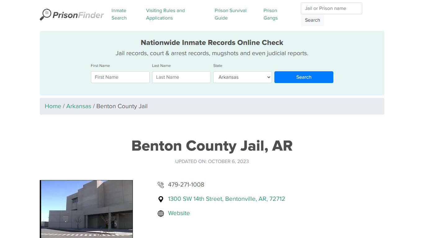 Benton County Jail, AR Inmate Search, Mugshots, Visitation, Phone no ...
