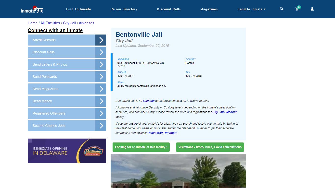 Bentonville Jail | Inmate Locator